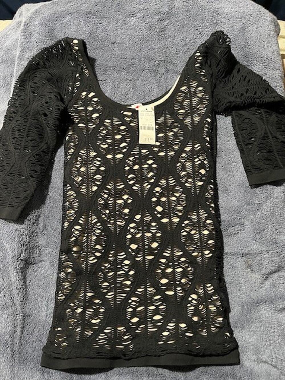 JOYCE LESLIE LACE BLOUSE FOR WOMENS SIZE S/M BLACK NETTED (A2078)